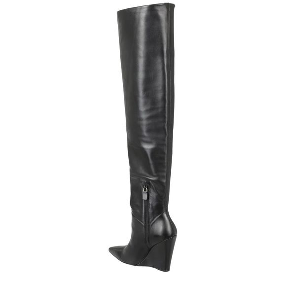 Stuart Weitzman Saloon Leather Wedge Boots - Picture 3 of 9